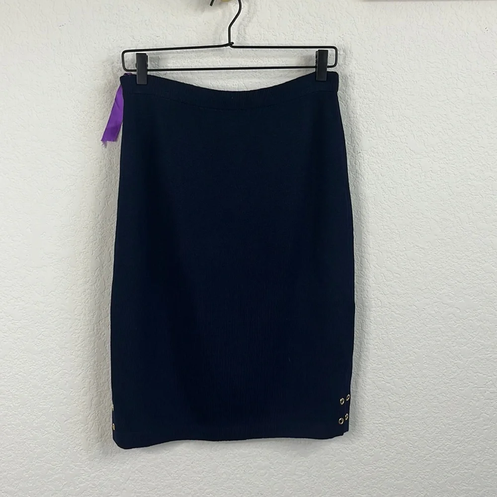 St John Cruise 04 Santana Knit Pencil Skirt Slit Rivets Eyelets - Picture 1 of 8